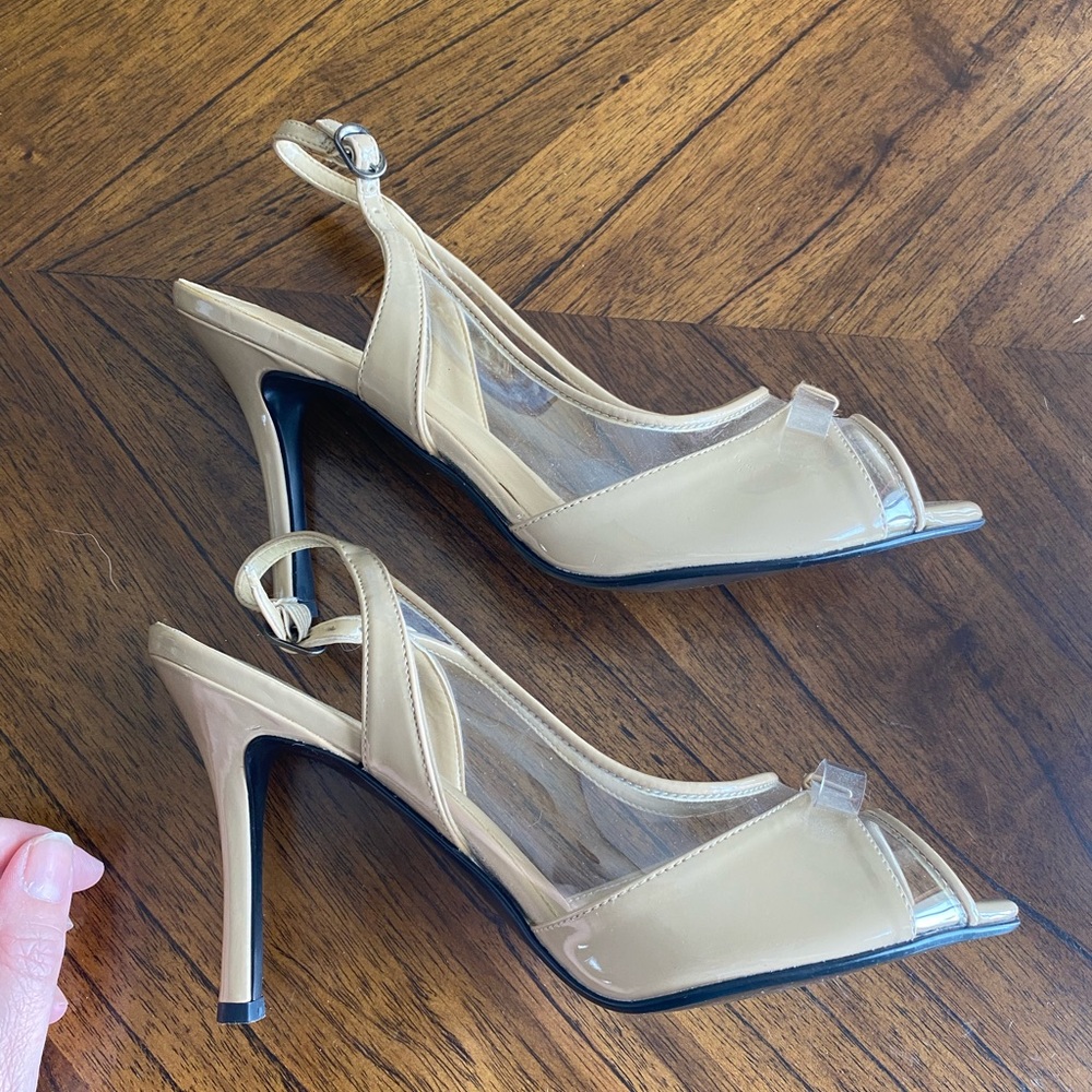 Colin Stuart peep toe heel w/ clear see through panels - Picture 6 of 8
